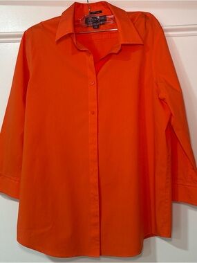 Jones New York Signature Orange Button-Up Shirt